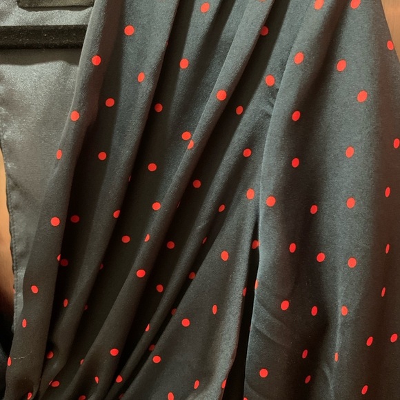 ASOS polka dot Womens 8 Satin Tie Front Midi Dress Button Detail Navy - Picture 6 of 11